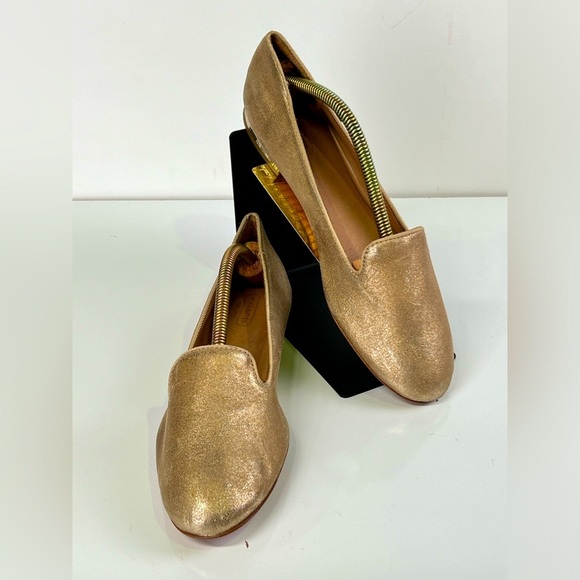 COACH Metallic Gold CATRIN flat loafers‎ size 8.5 - Picture 1 of 8
